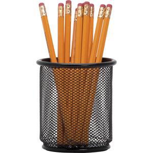 Lorell Black Mesh/Wire Pencil Cup Holder - 3.5" x 3.9" x - Steel - 1 Each - Black. Picture 2