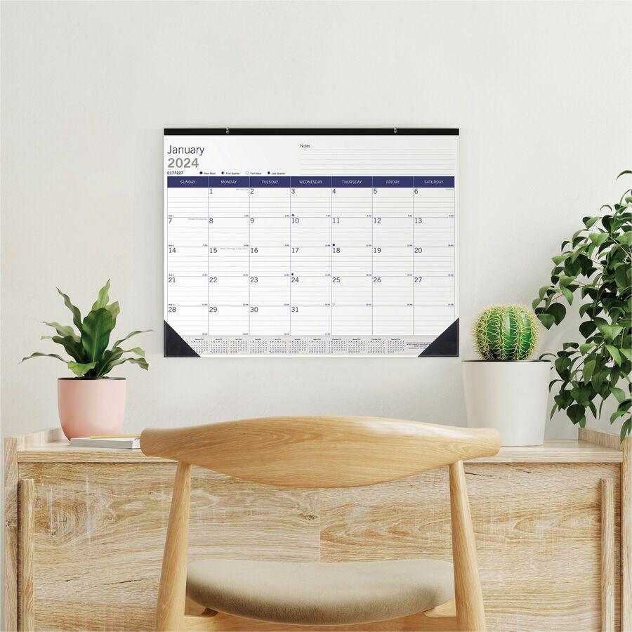 Blueline DuraGlobe Monthly Desk Pad Calendar - Julian Dates - Monthly - 12 Month - January 2024 - December 2024 - 1 Month Single Page Layout - 17" x 22" Sheet Size - Desk Pad - Chipboard, Paper - Refe. Picture 2
