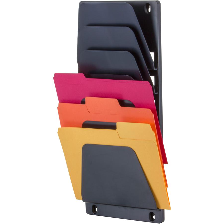 Officemate Wall File Holder - 7 Compartment(s) - 22.4" Height x 9.5" Width x 2.9" Depth - Black - Plastic - 1 Each. Picture 2