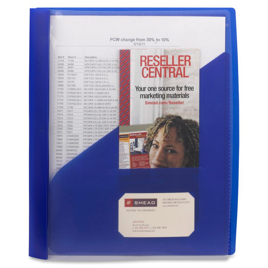Smead Letter Report Cover - 8 1/2" x 11" - Polypropylene - Blue - 5 / Pack. Picture 9