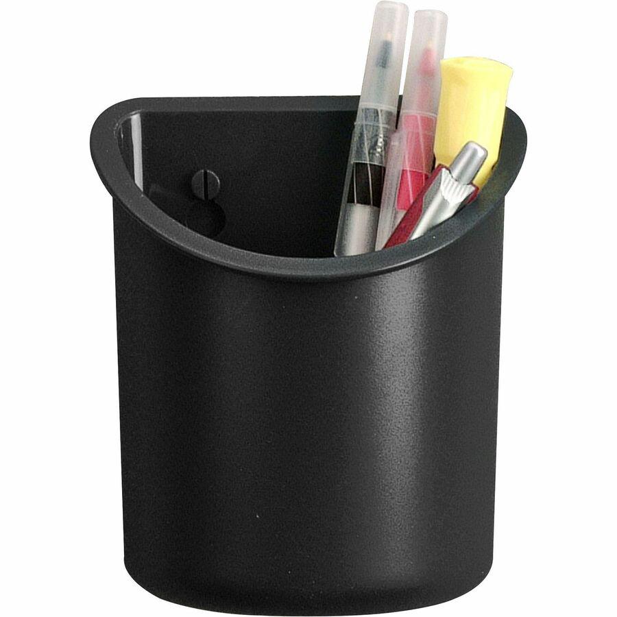 Lorell Recycled Mounting Pencil Cup - Plastic - 1 Each - Black. Picture 2