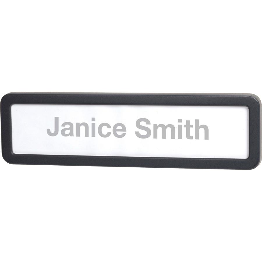 Lorell Recycled Cubicle Nameplate - 1 Each - 0.9" Width x 2.7" Height - Wall - Plastic - Black. Picture 2