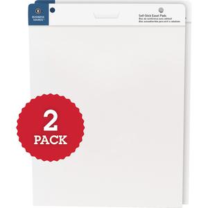 Business Source Self-stick Easel Pads - 30 Sheets - Plain - 25" x 30" - White Paper - Cardboard Cover - Self-stick - 2 / Carton. Picture 2