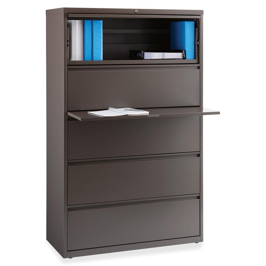 Lorell Fortress Series Lateral File w/Roll-out Posting Shelf - 42" x 18.6" x 67.6" - 1 x Shelf(ves) - 5 x Drawer(s) for File - Letter, Legal, A4 - Lateral - Magnetic Label Holder, Ball Bearing Slide, . Picture 2