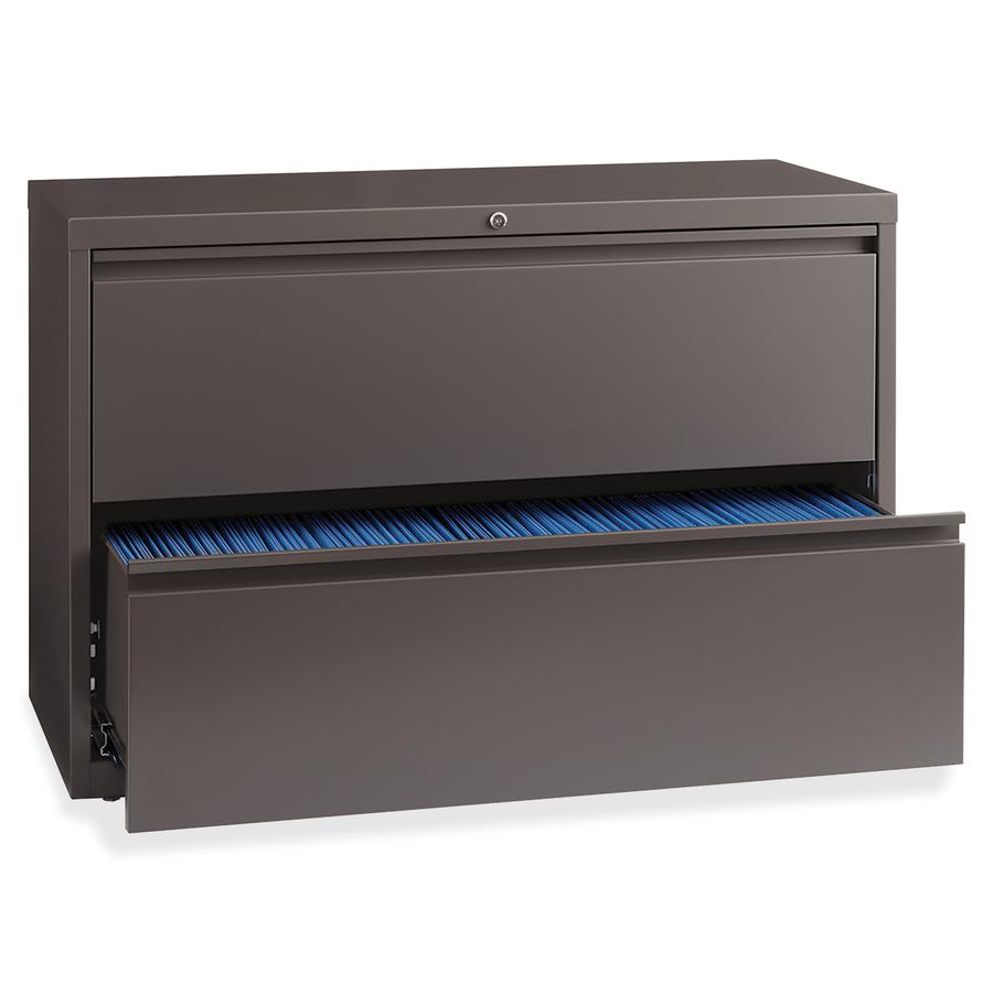 Lorell Fortress Series Lateral File - 42" x 18.6" x 28" - 1 x Shelf(ves) - 2 x Drawer(s) for File - Letter, Legal, A4 - Lateral - Magnetic Label Holder, Ball Bearing Slide, Ball-bearing Suspension, Ad. Picture 2