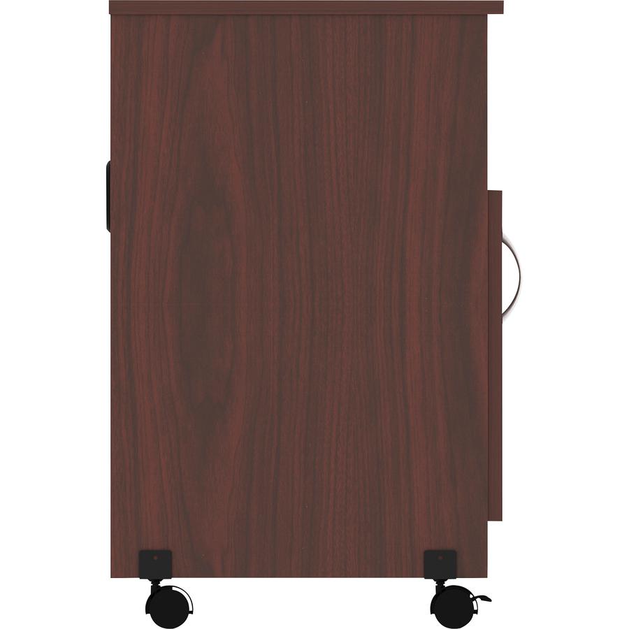 Lorell Mobile Machine Stand with Shelf - 30.8" Height x 28" Width x 19.3" Depth - Mahogany - Laminated Particleboard - Mahogany. Picture 2