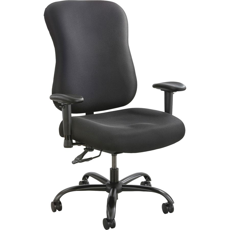 Safco Optimus Big and Tall Chair - Black High-density Polyurethane (HDPU) Seat - Black Back - 5-star Base - 1 Each. Picture 3