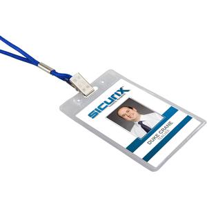 SICURIX Vinyl Punched ID Badge Holders - Vertical - Vertical - 3.5" x 2.5" x - Vinyl - 50 / Pack - Clear. Picture 5