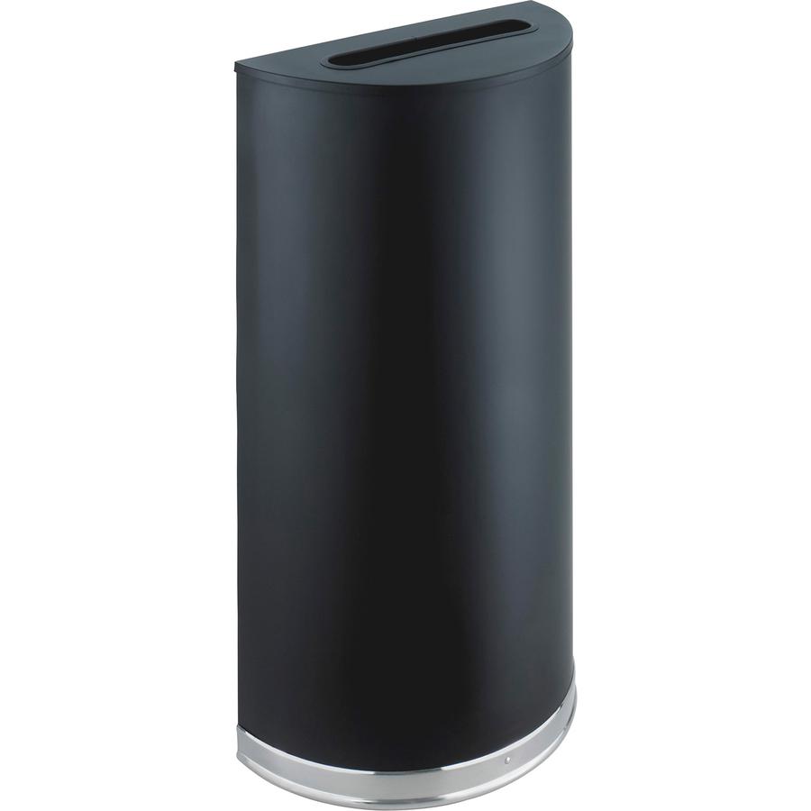 Safco Half Round Receptacle - 12.50 gal Capacity - Half-round - 32.5" Height x 17.5" Width x 9" Depth - Steel, Rubber, Plastic - Black - 1 Each. Picture 2