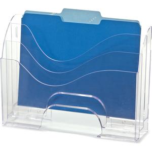 Officemate Clear Wave 2-way Desktop Organizer - 3 Compartment(s) - 3 Tier(s) - 11.3" Height x 13" Width x 3.6" DepthDesktop - Clear - Plastic - 1 Each. Picture 4