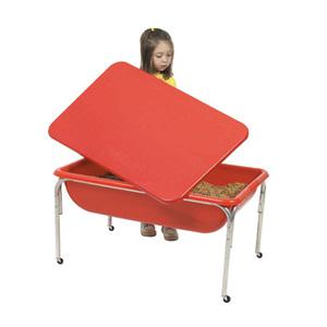 Children's Factory 24" Large Sensory Table and Lid Set - Rectangle Top - Four Leg Base - 4 Legs - 36" Table Top Length x 24" Table Top Width - 24" Height - Red - Plastic. Picture 3
