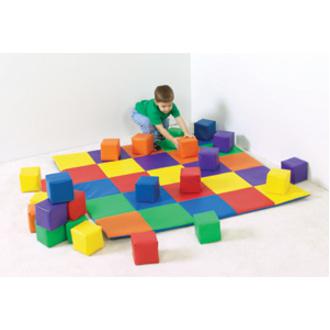 Children's Factory Patchwork Crawly Mat - 57" Length x 57" Width x 1" Thickness - Square - Vinyl, Foam - Assorted. Picture 2