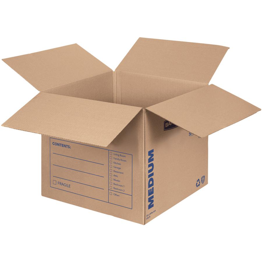 SmoothMove&trade; Basic Moving Boxes, Medium - Internal Dimensions: 18" Width x 18" Depth x 16" Height - External Dimensions: 18.3" Width x 18.3" Depth x 16.4" Height - Medium Duty - Corrugated - Kraf. Picture 3