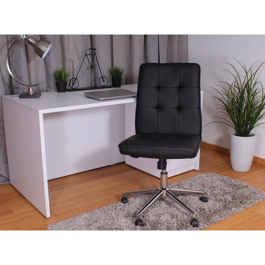 Boss Modern B330 Task Chair - Black Vinyl Seat - Chrome, Black Chrome Frame - 5-star Base - Black - 1 Each. Picture 2