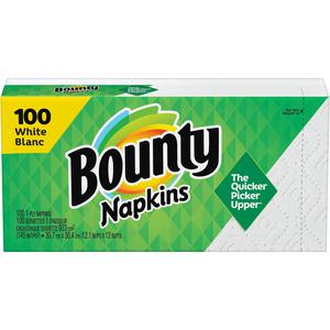 Bounty Everyday Napkins - 1 Ply - 12" x 12.10" - White - Soft, Strong, Absorbent, Quilted - For Face, Hand, Clothes - 100 Quantity Per Pack - 2000 / Carton. Picture 3