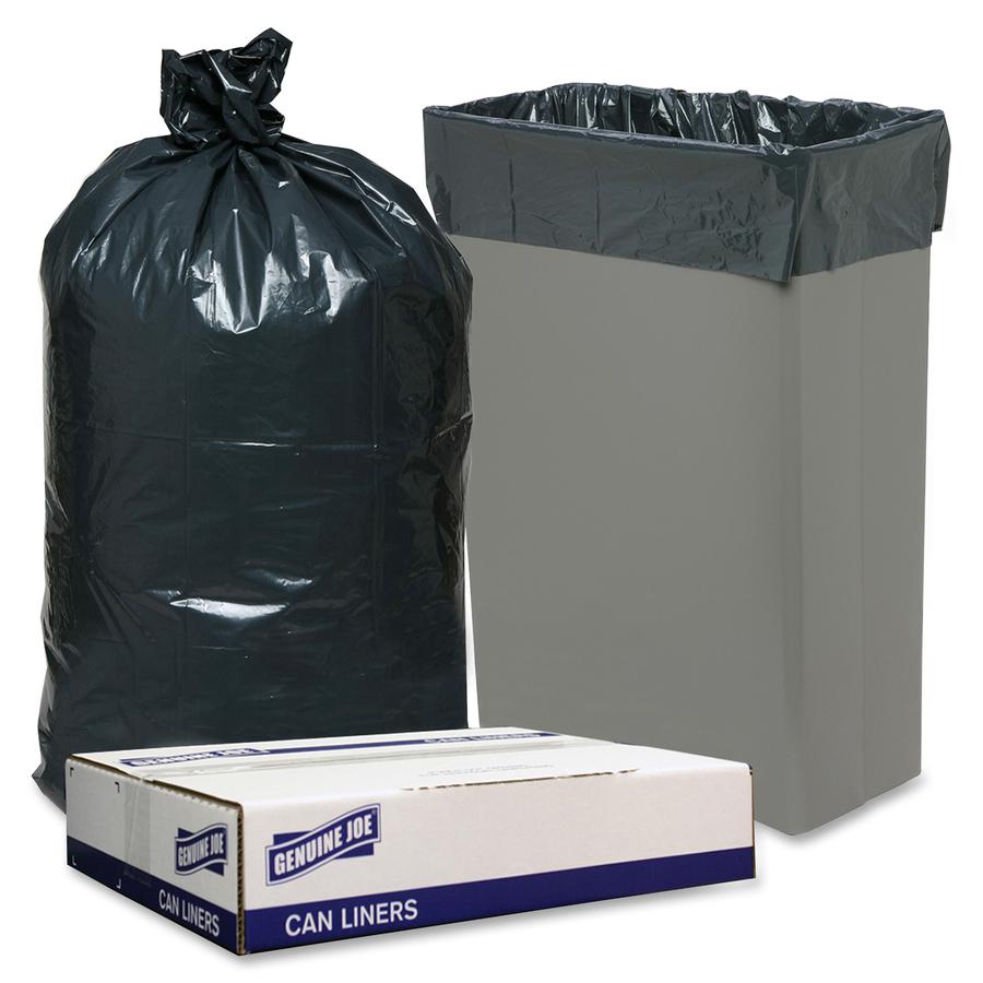 Genuine Joe Slim Jim 23-gallon Can Liners - Medium Size - 23 gal Capacity - 28.50" Width x 43" Length - Low Density - Black - 1/Carton - 150 Per Box - Office Waste, Food - Recycled. Picture 2
