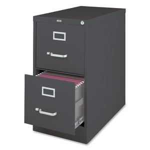 Lorell Fortress Series 26-1/2" Commercial-Grade Vertical File Cabinet - 15" x 26.5" x 28.4" - 2 x Drawer(s) for File - Letter - Vertical - Drawer Extension, Security Lock, Label Holder, Pull Handle - . Picture 3