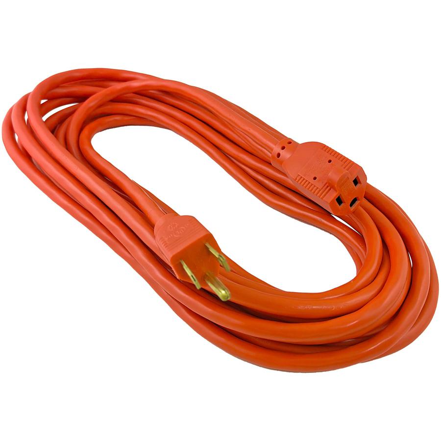 Compucessory Heavy-duty Indoor/Outdoor Extension Cord - 16 Gauge - 125 V AC / 13 A - Orange - 25 ft Cord Length - 1. Picture 2