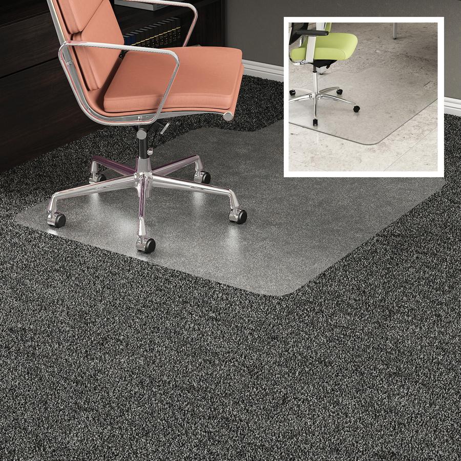 Deflecto DuoMat Carpet/Hard Floor Chairmat - Carpet, Hard Floor - 53" Length x 45" Width - Lip Size 25" Length x 12" Width - Rectangle - Classic - Clear. Picture 10