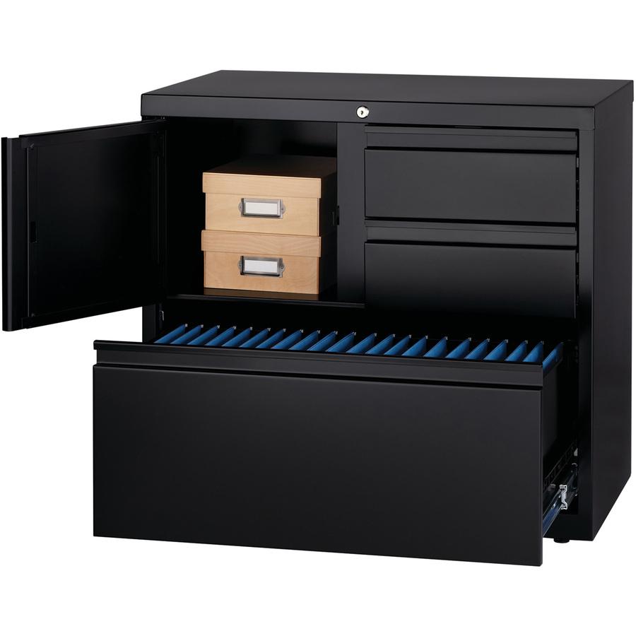 Lorell 30" Personal Storage Center Lateral File - 3-Drawer - 30" x 18.6" x 28" - 3 x Drawer(s) for File, Box - A4, Letter, Legal - Hanging Rail, Glide Suspension, Grommet, Cable Management, Interlocki. Picture 4