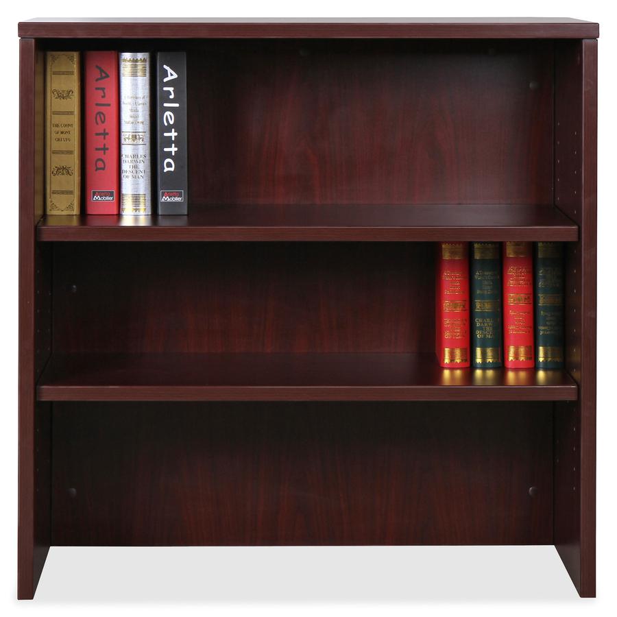 Lorell Essentials Series Stack-on Bookshelf - 36" x 15" x 36" - 2 x Shelf(ves) - Stackable - Mahogany, Laminate - MFC, Polyvinyl Chloride (PVC) - Assembly Required. Picture 2