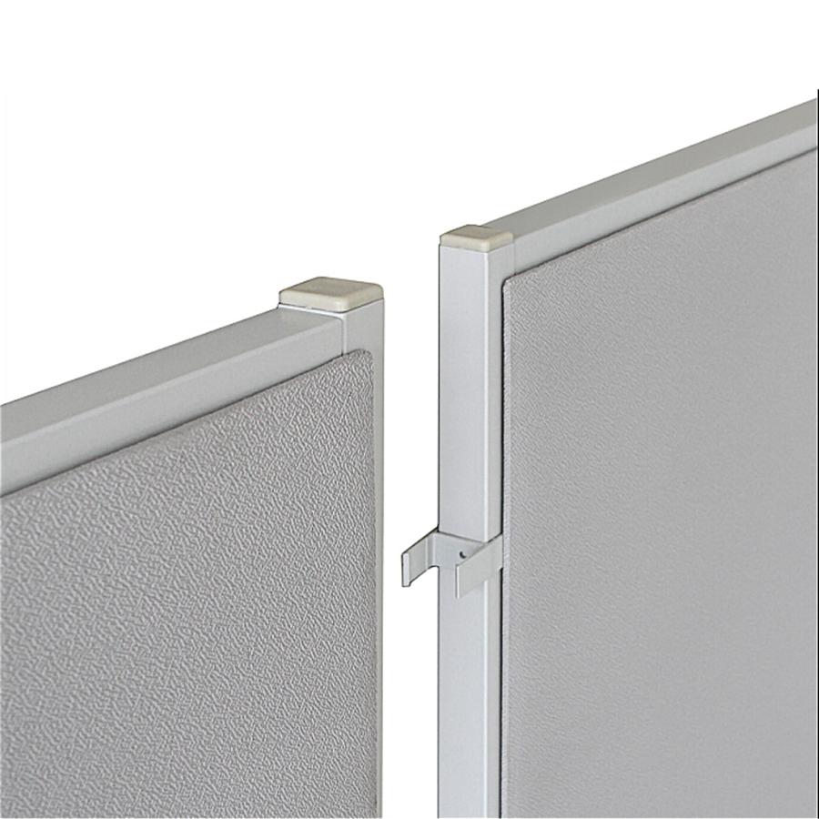 Lorell 180-degree Straight Panel Connectors - 1.3" Width x 2.3" Depth x 0.6" Height - Aluminum - Aluminum. Picture 3