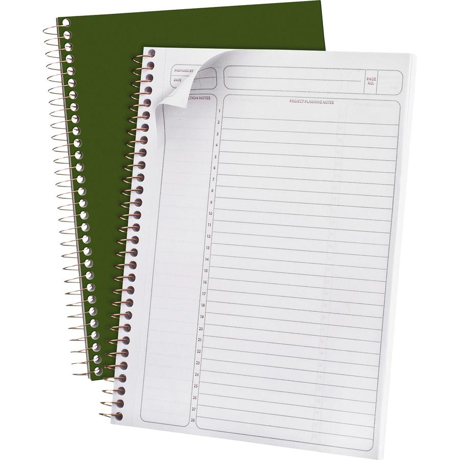 Ampad Gold Fibre Classic Project Planner - Action - White Sheet - Wire Bound - White - Classic Green Cover - 9.5" Height x 7.3" Width - Notes Area, Heavyweight, Micro Perforated, Durable Cover, Sturdy. Picture 2
