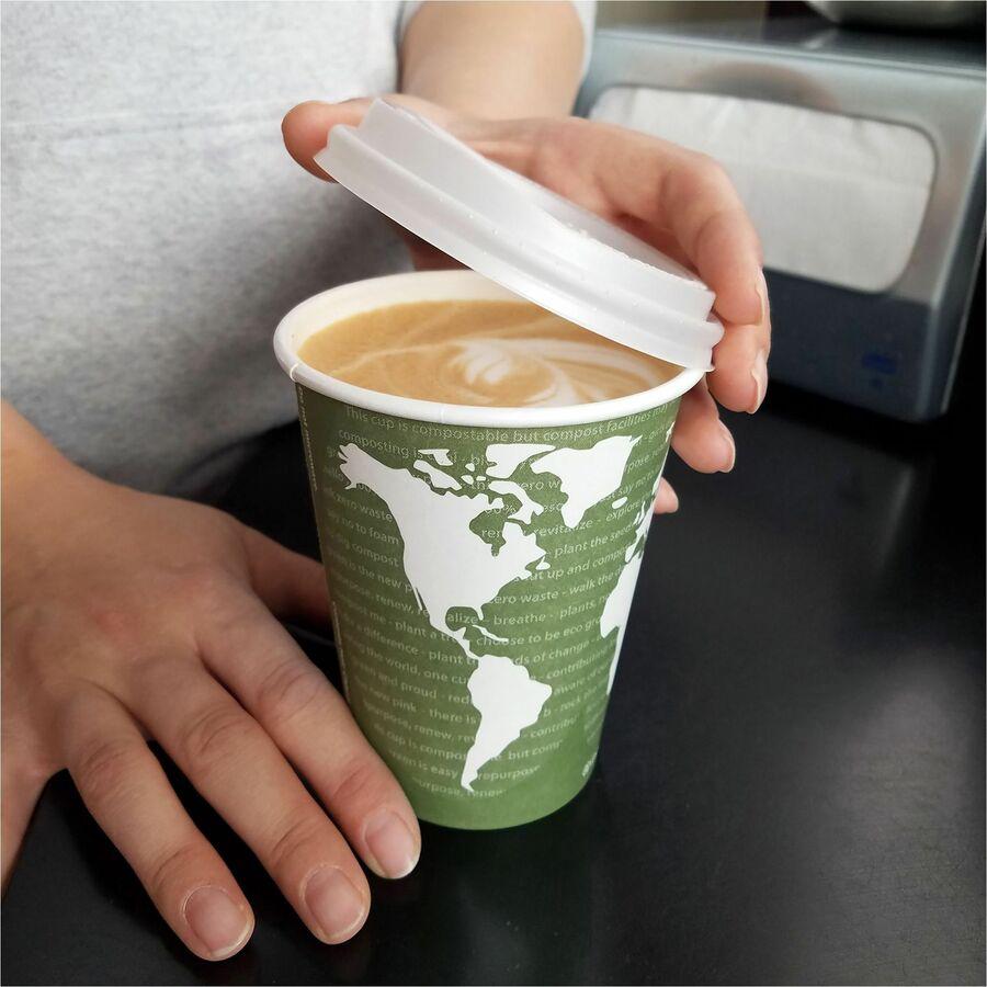 Eco-Products 16 oz World Art Insulated Hot Beverage Cups - 600 / Carton - Tan - Hot Drink. Picture 2