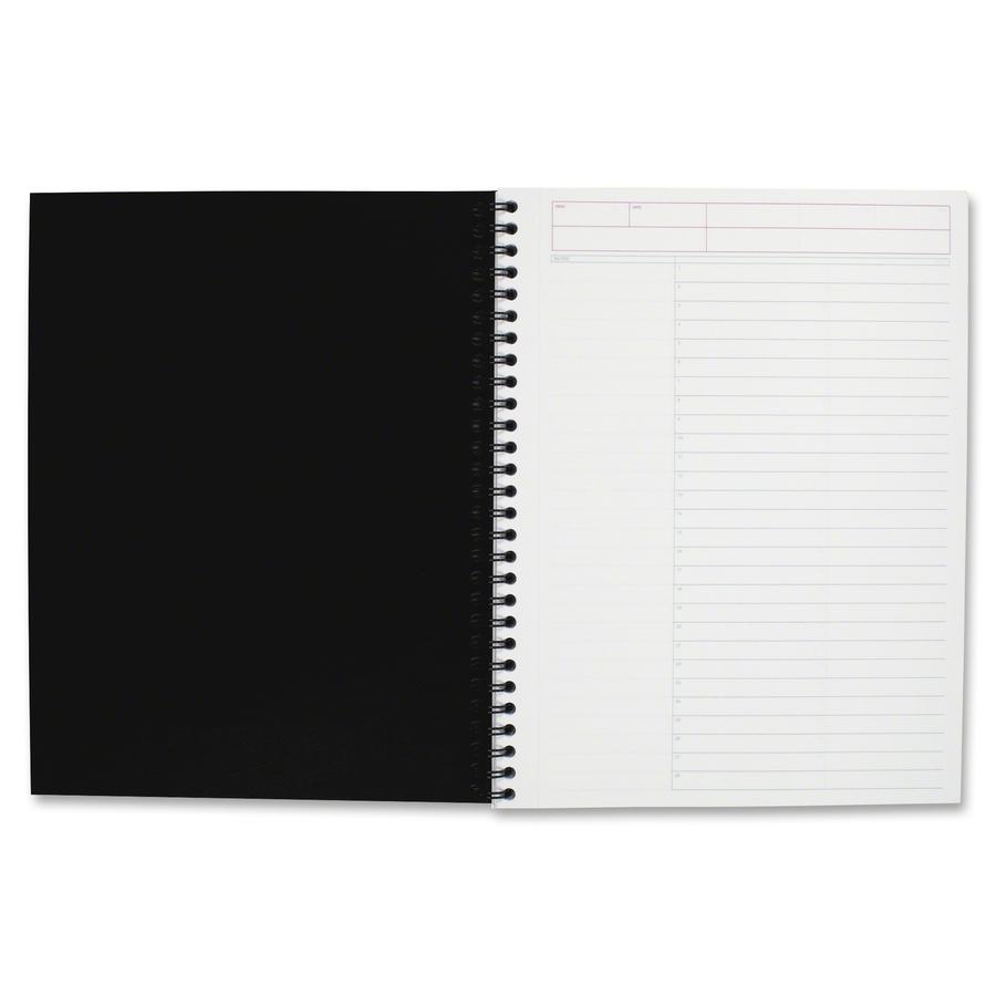Mead Action Planner Business Notebook - Twin Wirebound - 9.50" x 7.5" x 0.6" - Black Cover - Pocket, Pen Loop, Perforated, Dual-sided Pocket, Bungee - Recycled - 1 Each. Picture 5