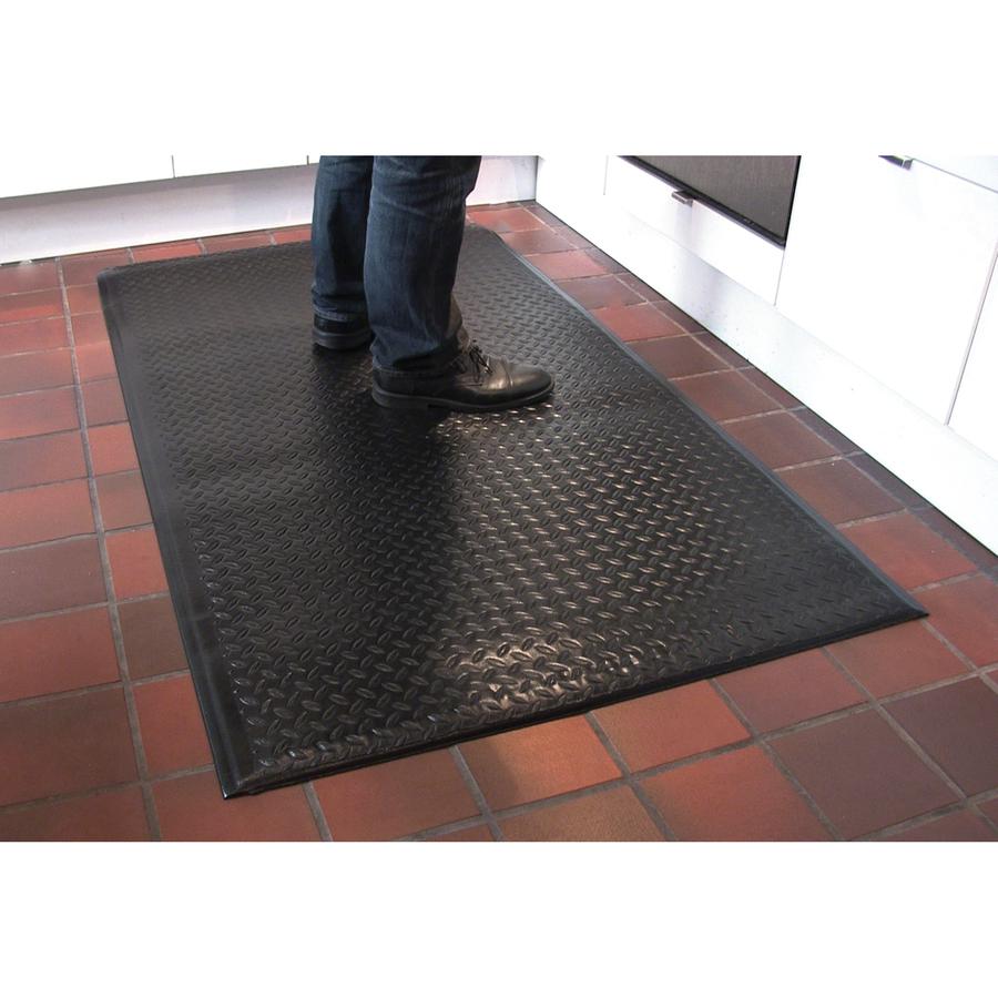 Guardian Floor Protection Soft Step Anti-Fatigue Floor Mat - Floor - 36" Length x 24" Width - Rectangular - Diamond Pattern - Vinyl Foam - Black - 1Each. Picture 2