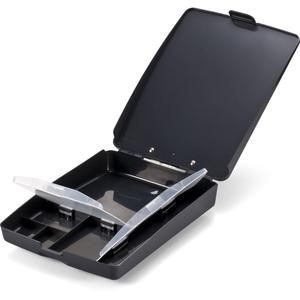 Officemate Extra Storage/Supply Clipboard Box - 1" Clip Capacity - Storage for Stationary - 11" - Plastic - Charcoal - 1 Each. Picture 2