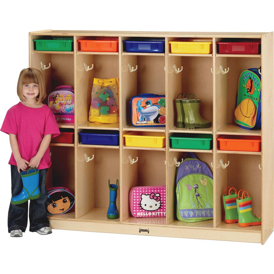 Jonti-Craft 10-Locker Organizer Take Home Center - 10 Compartment(s) - 50.5" Height x 60.5" Width x 15" Depth - Paper Tray Slot, Double Hook - 1 Each. Picture 2