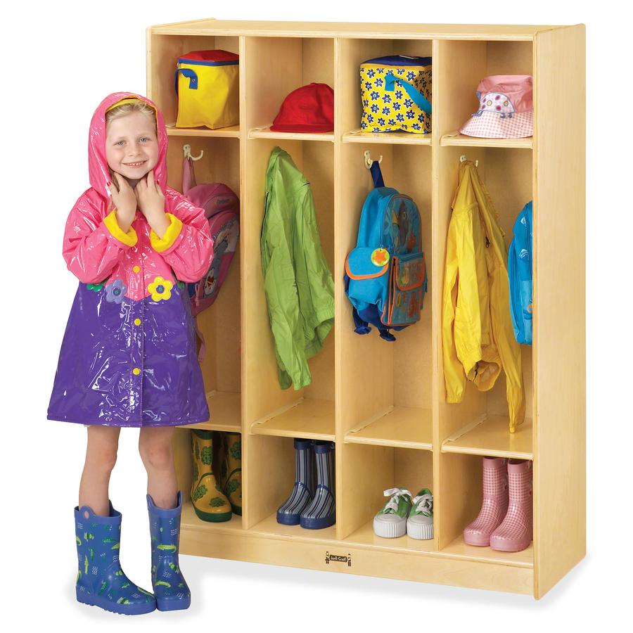Jonti-Craft Rainbow Accents 4-section Coat Locker - 4 Compartment(s) - 50.5" Height x 39" Width x 15" Depth - Baltic - Acrylic - 1 Each. Picture 2