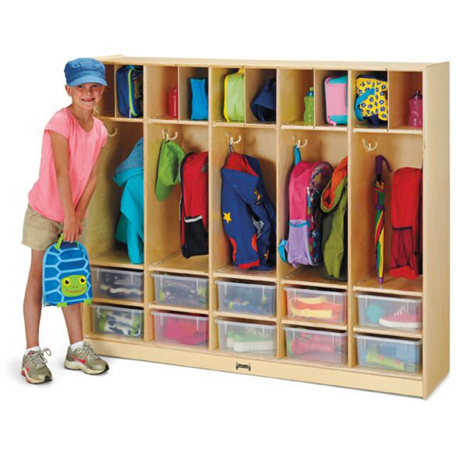 Jonti-Craft Rainbow Accents Large Locker Organizer - 4 Tier(s) - 50.5" Height x 60" Width x 15" Depth - Double Hook, Rounded Corner, Durable, Stain Resistant, Yellowing Resistant - UV Acrylic - Baltic. Picture 3