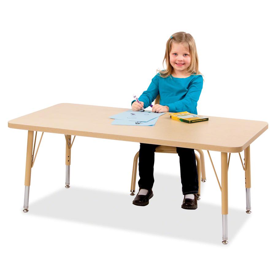 Jonti-Craft Berries Adult Height Maple Top/Edge Rectangle Table - Laminated Rectangle, Maple Top - Four Leg Base - 4 Legs - Adjustable Height - 24" to 31" Adjustment - 48" Table Top Length x 24" Table. Picture 2