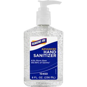 Genuine Joe Hand Sanitizer - Neutral Scent - 8.5 fl oz (251.4 mL) - Pump Bottle Dispenser - Kill Germs - Hand - Clear - Bio-based - 24 / Carton. Picture 3