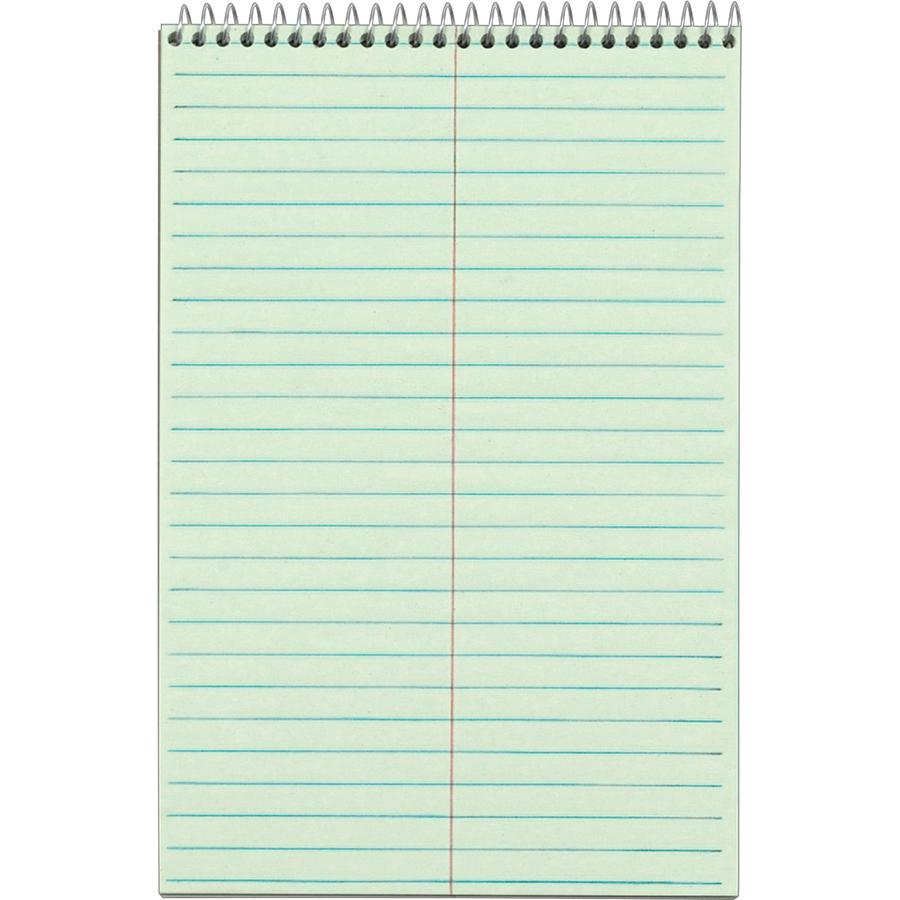 TOPS Steno Books - 80 Sheets - Wire Bound - Gregg Ruled Margin - 6" x 9" - Green Tint Paper - Snag Resistant, Acid-free, Heavyweight - 1 Dozen. Picture 2
