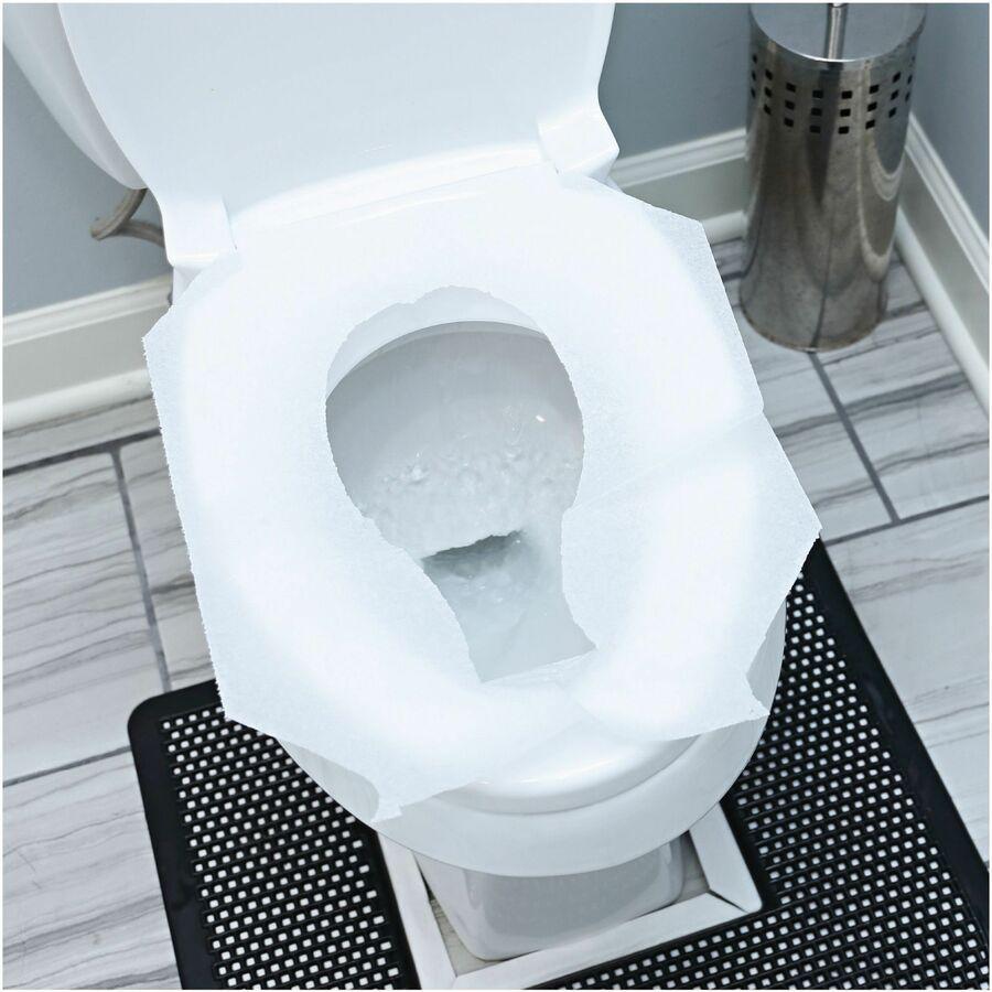 Genuine Joe Toilet Seat Covers - Half-fold - For Public Toilet - 250 / Pack - 20 / Carton - White. Picture 2
