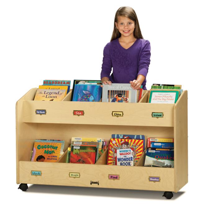 Jonti-Craft Mobile Section Book Storage Organizer - 8 Compartment(s) - 29.5" Height x 48" Width x 16" Depth - Label Holder, Lockable Casters, Rounded Corner, Durable, Yellowing Resistant - Baltic - Ac. Picture 2