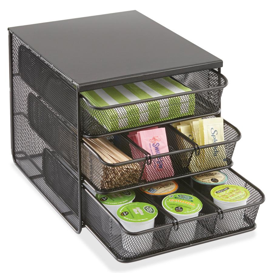 Safco Onyx Hospitality Organizer - 3 Drawer(s) - 3 Divider(s) - 3 Tier(s) - 8.3" Height x 11.5" Width x 8.3" Depth - Removable Divider, Sturdy - Black - Steel - 1 / Each. Picture 4