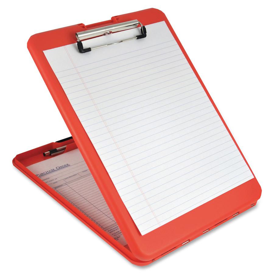 Saunders SlimMate Storage Clipboard - 0.50" Clip Capacity - Storage for Stationary, Tablet, iPad, eReader, Document, Paper - Top Opening - 8 1/2" x 12" - Polypropylene - Red - 1 Each. Picture 6