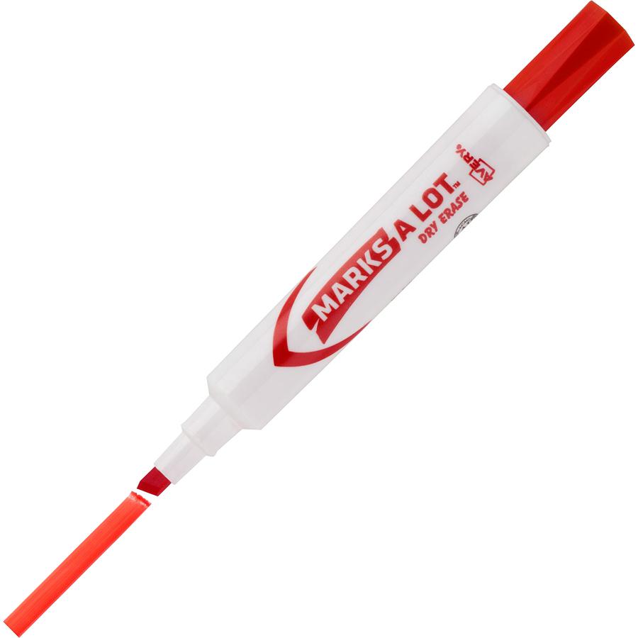 Avery&reg; Marks-A-Lot Desk-Style Dry Erase Markers - Broad Marker Point - Chisel Marker Point Style - Red - White Barrel - 12 / Box. Picture 2