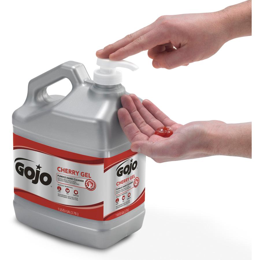 Gojo&reg; Cherry Gel Pumice Hand Cleaner - Cherry Scent - 1 gal (3.8 L) - Pump Bottle Dispenser - Dirt Remover, Grease Remover, Oil Remover - Hand, Skin - Heavy Duty, pH Balanced, Pleasant Scent - 2 /. Picture 2