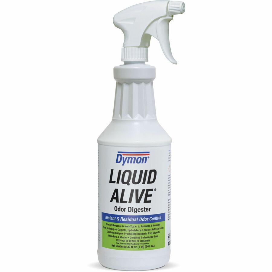 Dymon Liquid Alive Instant Odor Digester - For Multipurpose - 32 fl oz (1 quart)Bottle - 12 / Carton - Non-toxic, Non-staining. Picture 2