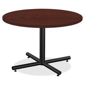 Lorell Hospitality Collection Tabletop - Round Top - 1" Table Top Thickness x 36" Table Top DiameterAssembly Required - High Pressure Laminate (HPL), Mahogany - Particleboard, Polyvinyl Chloride (PVC). Picture 2