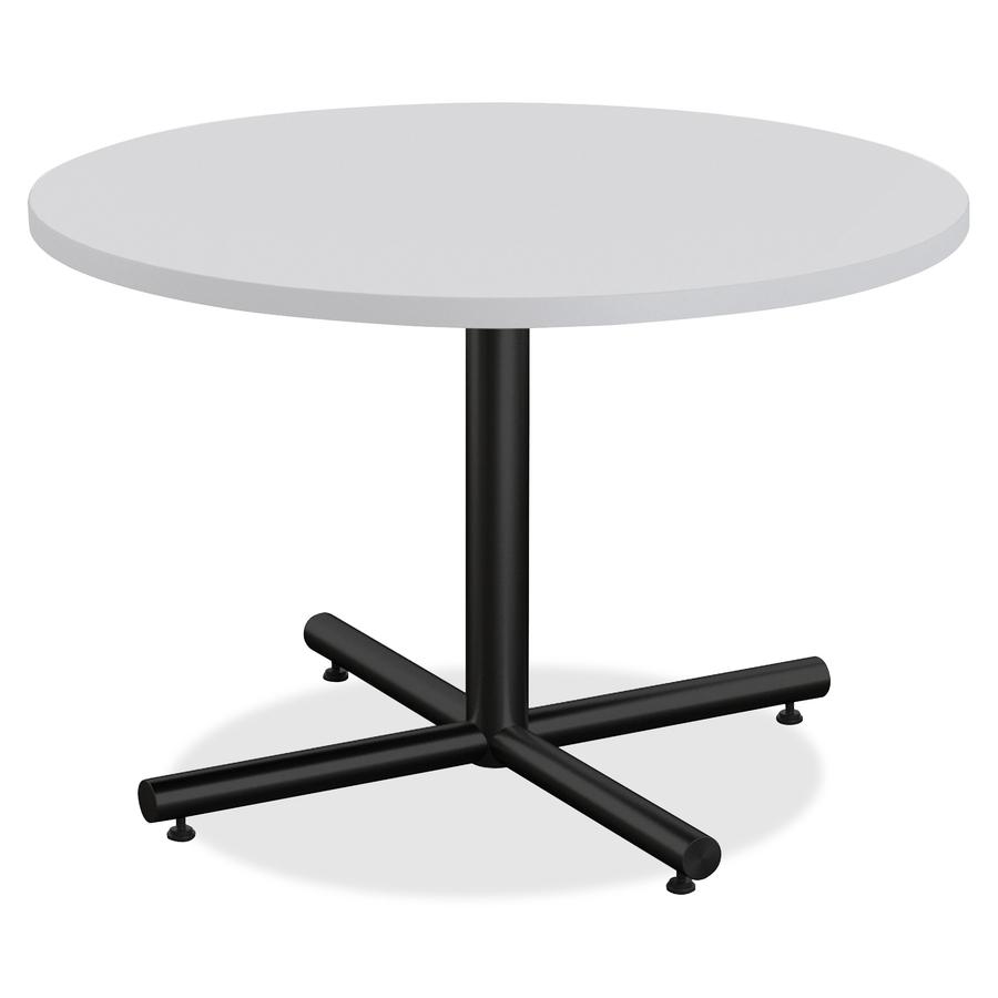 Lorell Hospitality Collection Tabletop - Round Top - 1" Table Top Thickness x 36" Table Top DiameterAssembly Required - High Pressure Laminate (HPL), Light Gray - Particleboard, Polyvinyl Chloride (PV. Picture 2