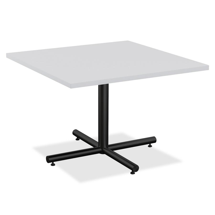 Lorell Hospitality Square Tabletop - Light Gray - Square Top - 36" Table Top Length x 36" Table Top Width x 1" Table Top Thickness - Assembly Required - High Pressure Laminate (HPL), Light Gray. Picture 3