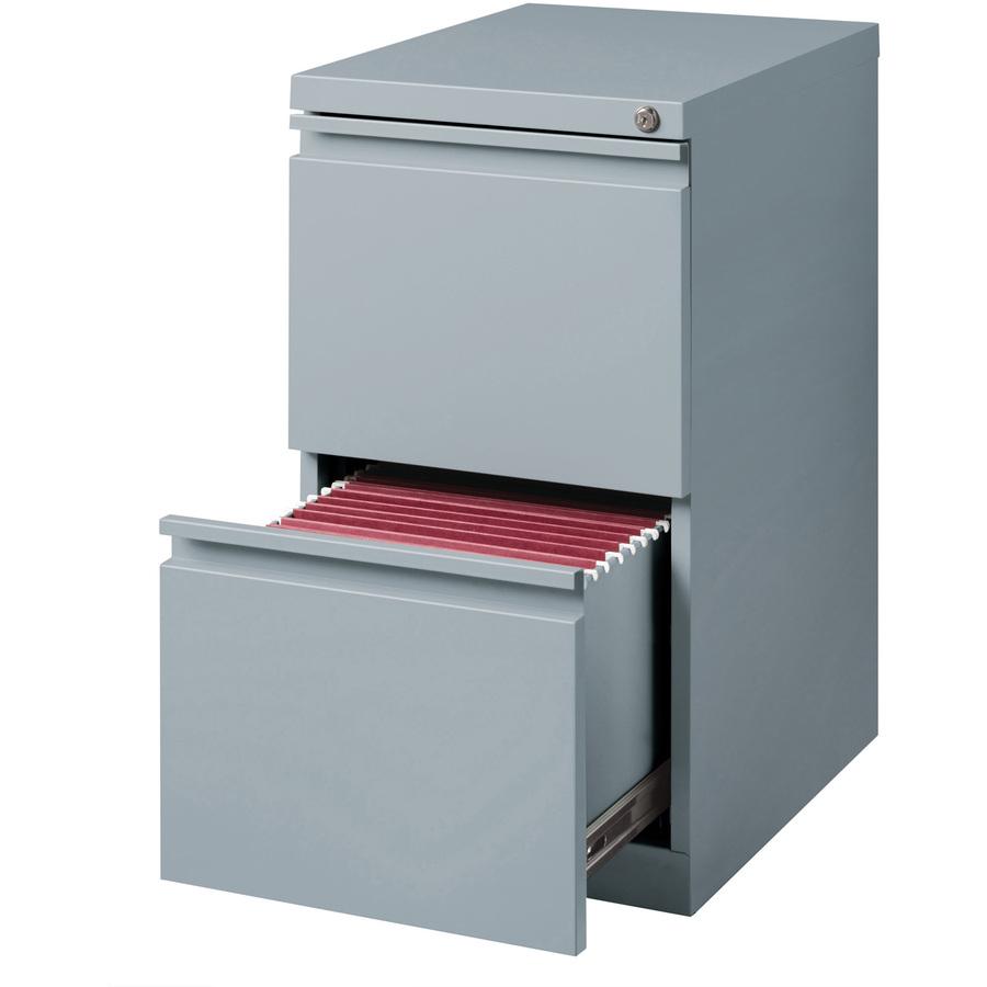 Lorell 20" File/File Mobile File Cabinet with Full-Width Pull - 15" x 19.9" x 27.8" - 2 x Drawer(s) for File - Letter - Vertical - Ball-bearing Suspension, Drawer Extension, Durable, Recessed Drawer -. Picture 2