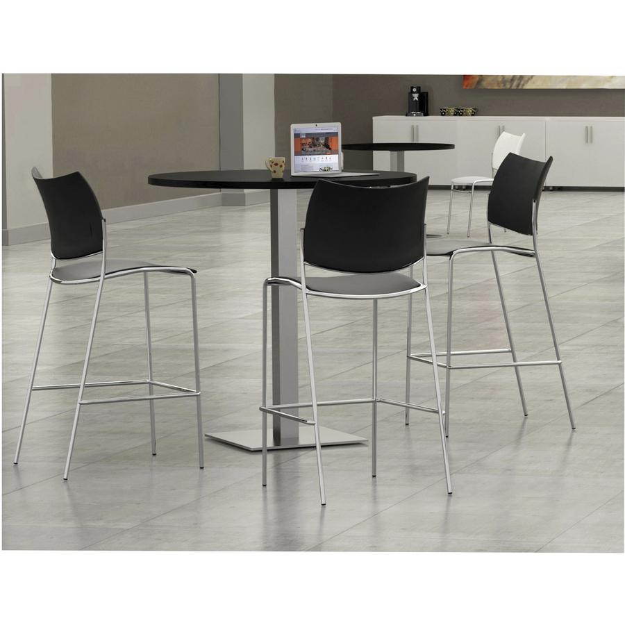 Mayline Escalate - Stackable Stool - White Plastic Seat - White Plastic Back - Silver Frame - Four-legged Base - 2 / Carton. Picture 2