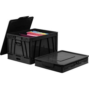 Storex Collapsible Storage Crate - External Dimensions: 14.3" Width x 17.3" Depth x 10.5"Height - 45 lb - 9.25 gal - Media Size Supported: Letter, Legal - Lid Lock Closure - Heavy Duty - Stackable - P. Picture 5